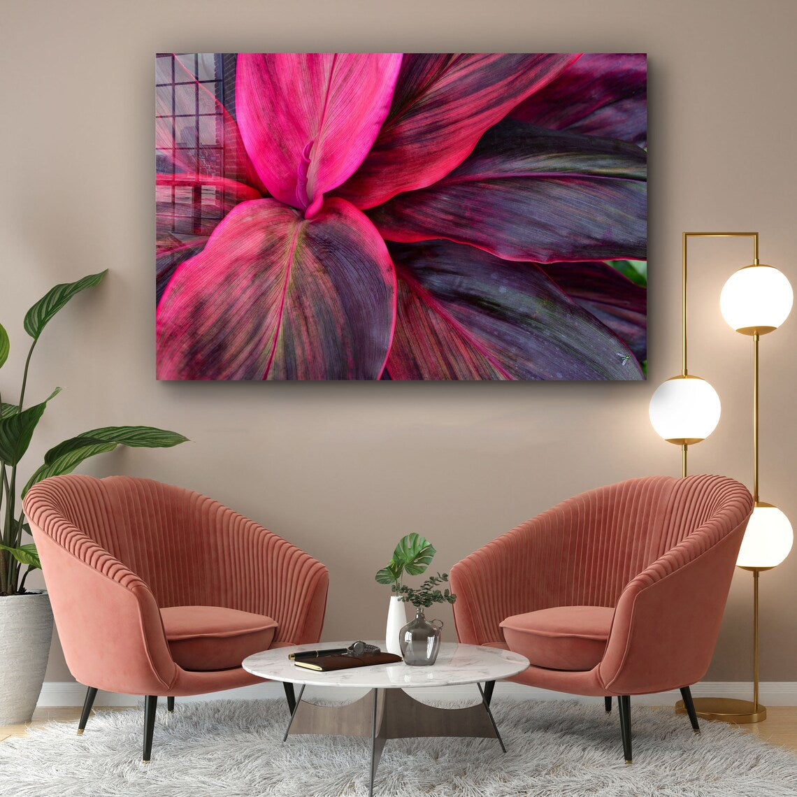 Purple Pink Leaves View Print Tempered Glass Wall Art 100% Made in Australia Ready to Hang