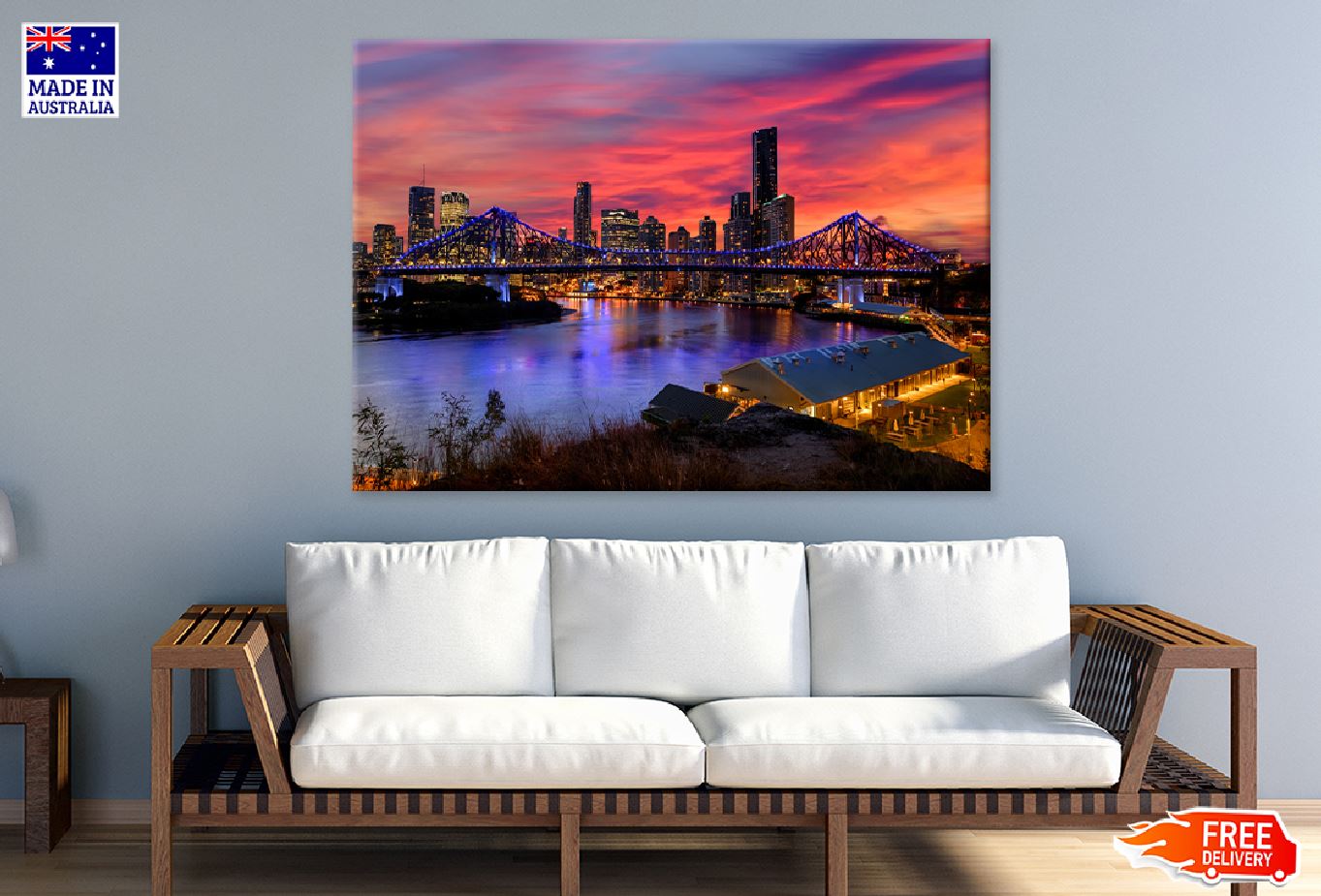 Brisbane Bridge Sunset View Photograph Print 100% Australian Made