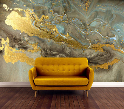 Wallpaper Murals Peel and Stick Removable Brown & Gold Abstract Granite Design High Quality