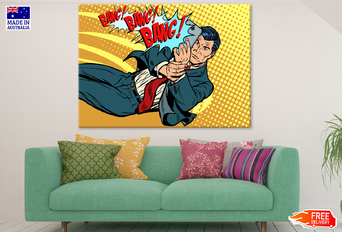 Businessman Takes Pictures on a Smartphone Illustration Print 100% Australian Made