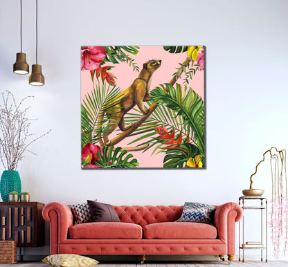 Square Canvas Watercolor Tropical Wildlife Painting High Quality Print 100% Australian Made