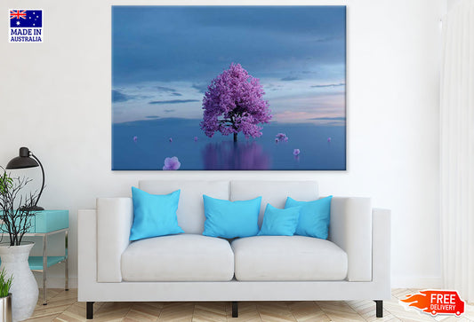 Pink Flower Tree in Lake Photograph Print 100% Australian Made