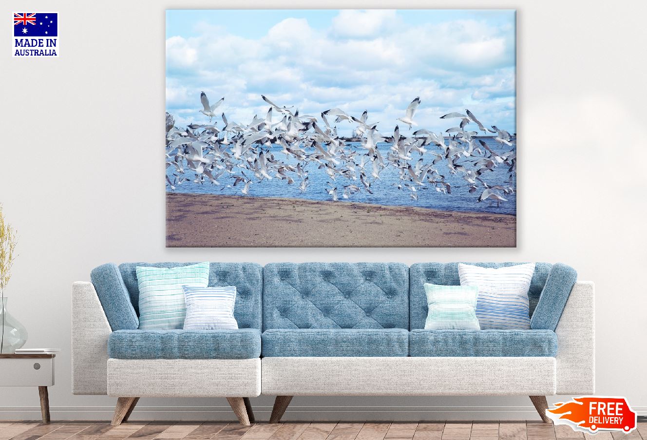 Seagull Birds Flying Above the Sea Photograph Print 100% Australian Made