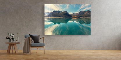 Mountain Lake Scenery Print Tempered Glass Wall Art 100% Made in Australia Ready to Hang