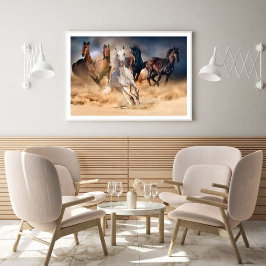 Running Horses on Sand Photograph Home Decor Premium Quality Poster Print Choose Your Sizes