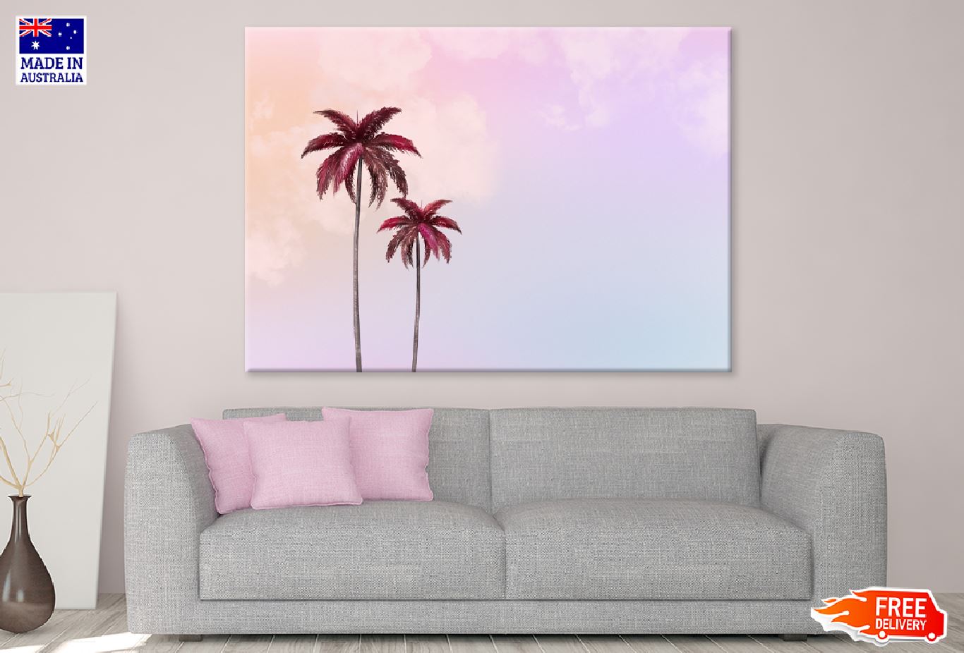 Aesthetic Background & Palm Trees Illustration Print 100% Australian Made