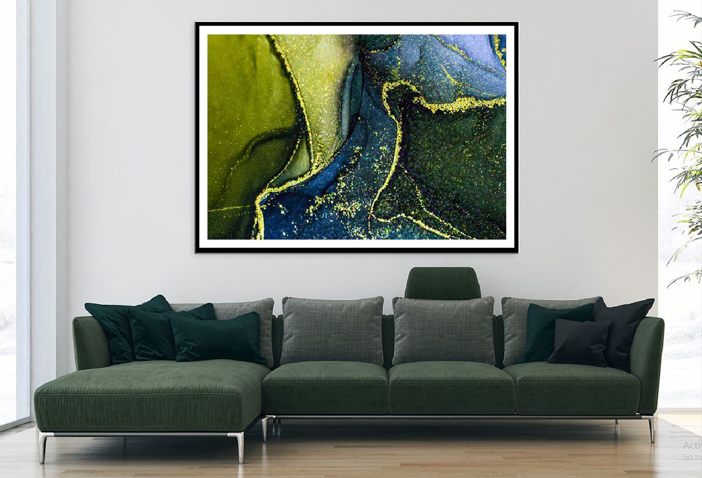 Green Blue & Gold Fluid Abstract Design Home Decor Premium Quality Poster Print Choose Your Sizes