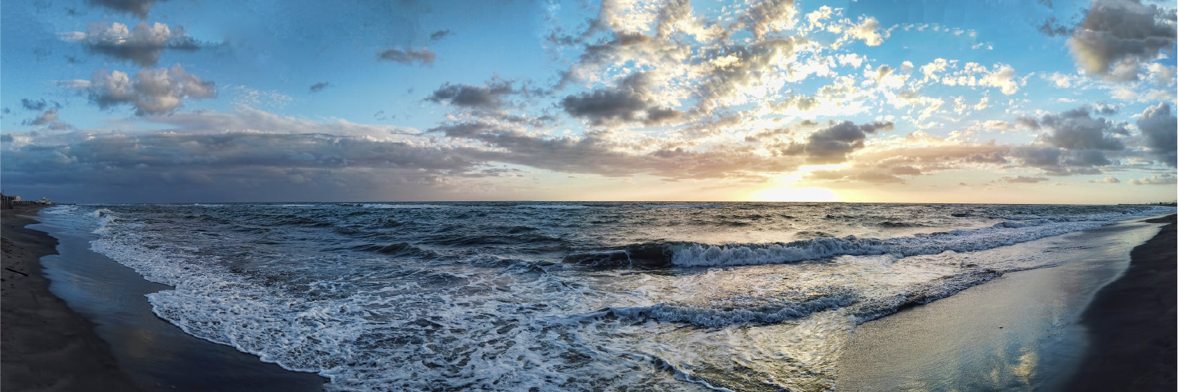 Panoramic Canvas Roman Beach Waves View Photograph High Quality 100% Australian Made Wall Canvas Print Ready to Hang