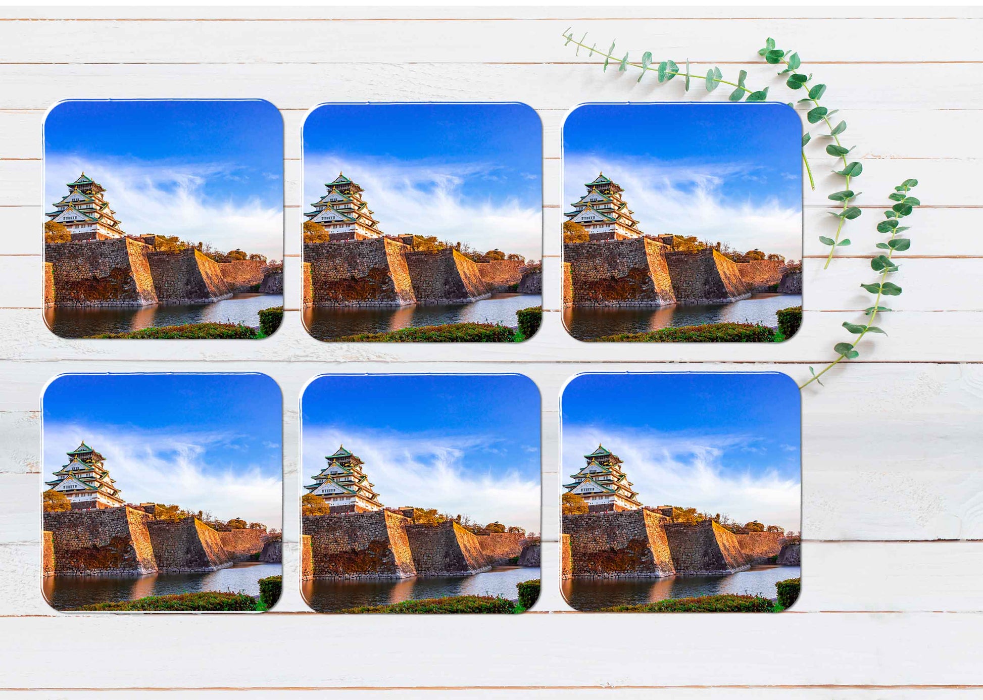 Osaka Castle With Blue Sky in Japan Coasters Wood & Rubber - Set of 6 Coasters