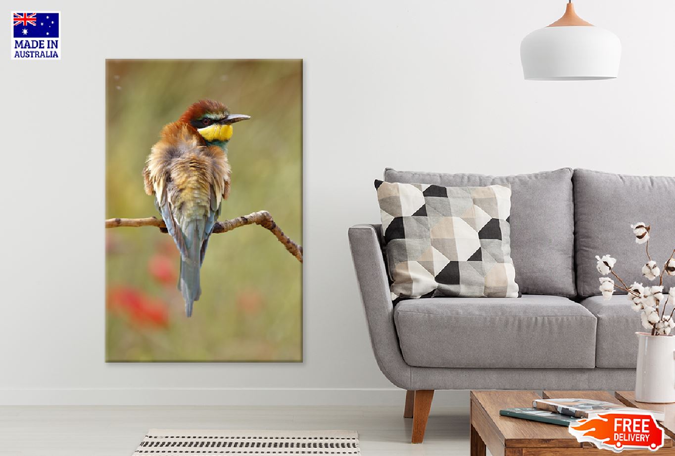 European Bee Eater on Tree Branch Photograph Print 100% Australian Made