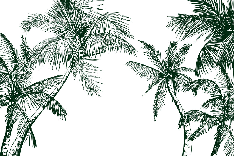 Dark Green Palm Trees Vector Illustration Print 100% Australian Made