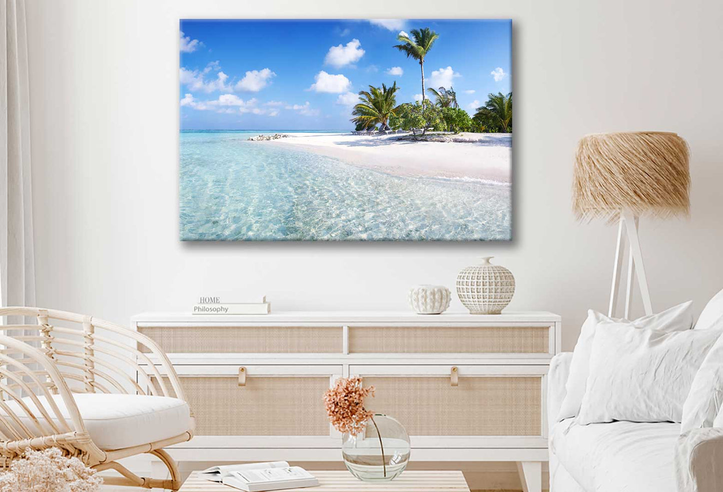 Bella Home Blue Sky with Maldives Beach View Print Canvas Ready to hang