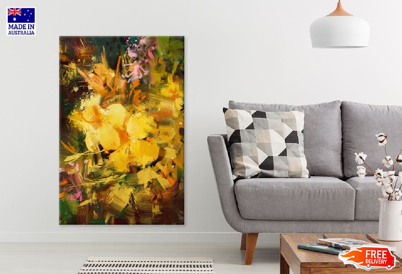 Gold & Yellow Abstract Painting Art Print 100% Australian Made