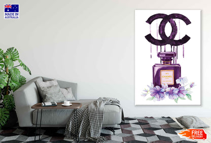 Purple Perfume Bottle & Logo Watercolor Painting Print 100% Australian Made