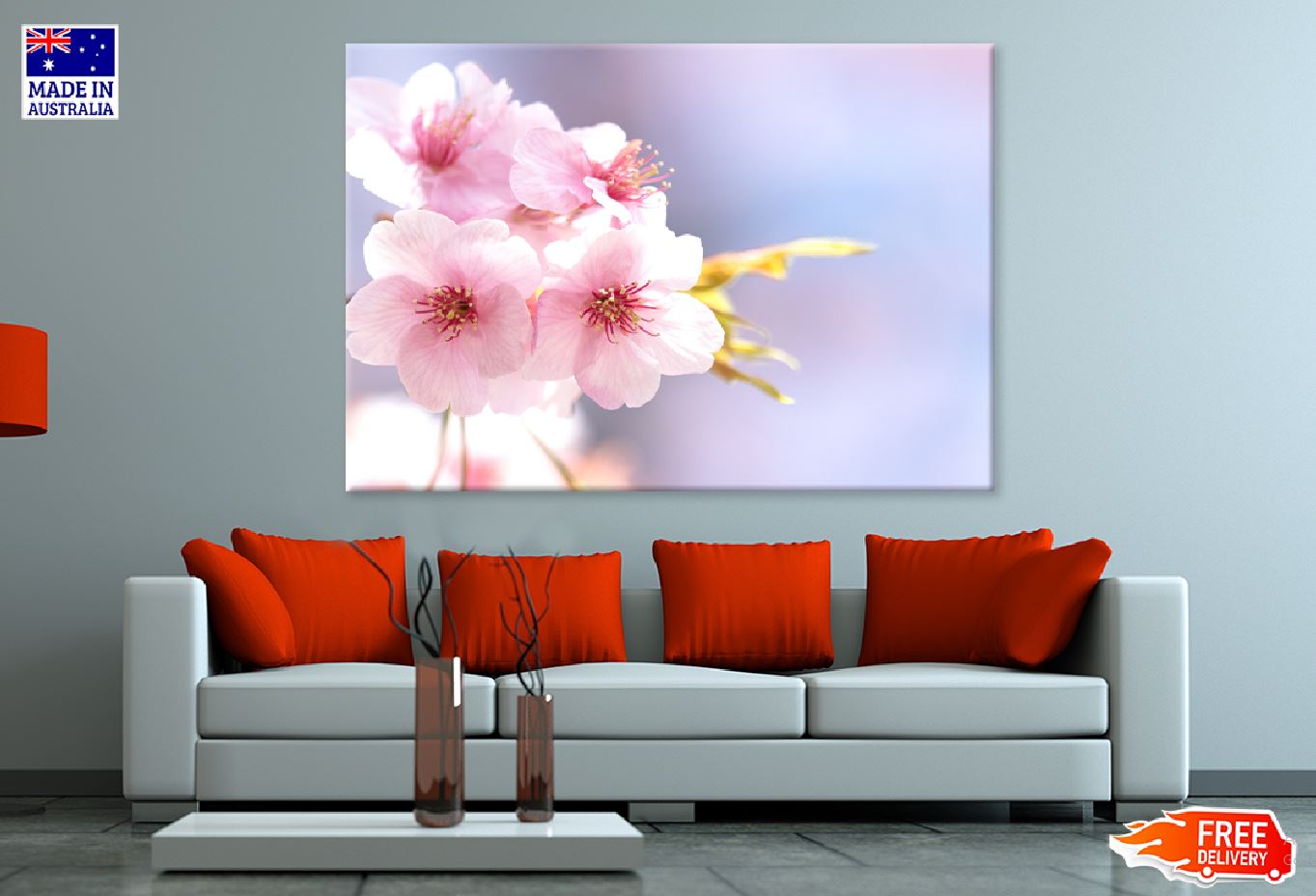 White Pink Flowers Closeup View Photograph Print 100% Australian Made