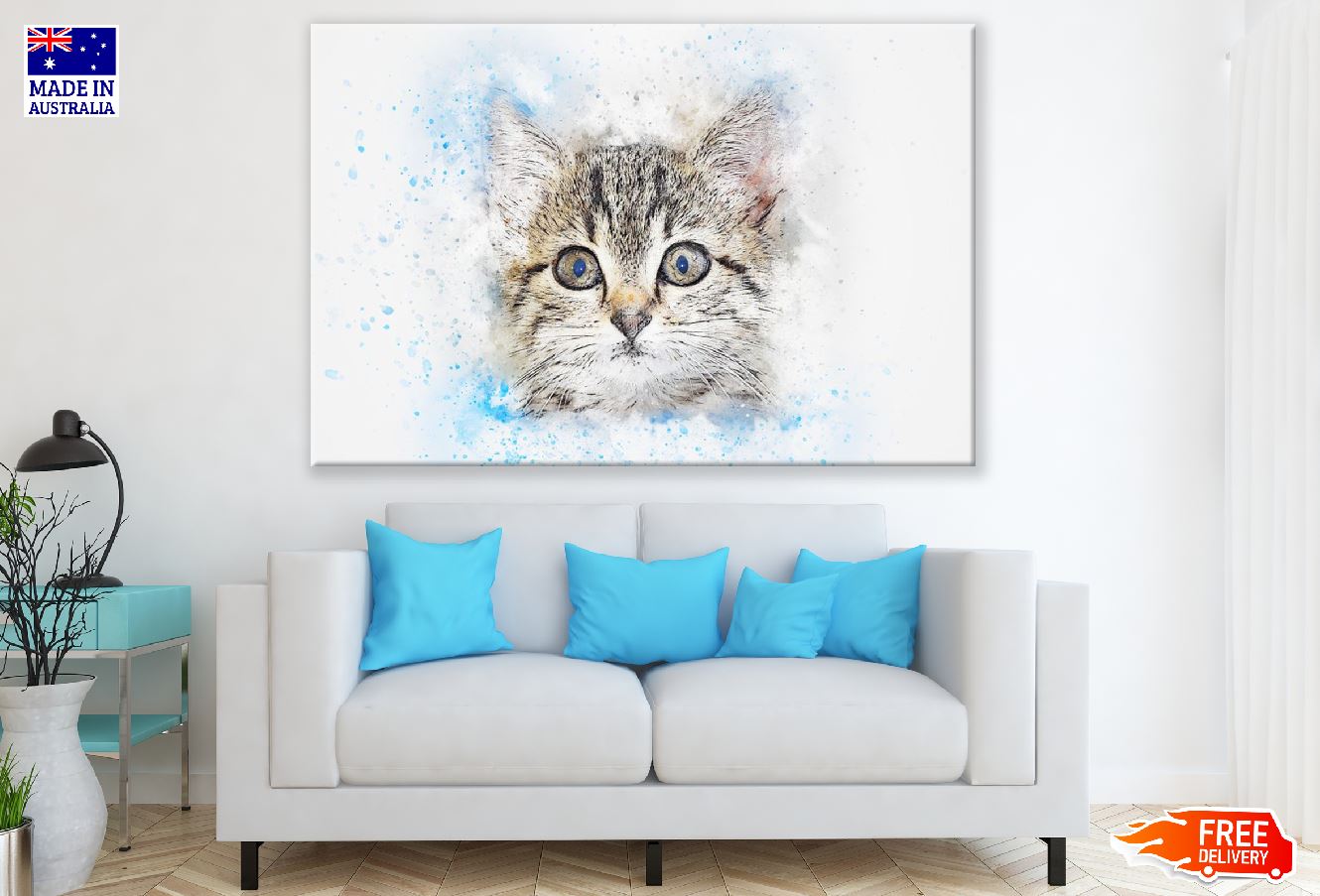 Cat Closeup Abstract Design Print 100% Australian Made