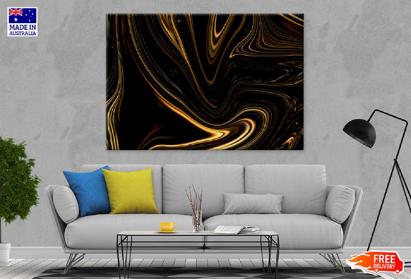 Gold Liquid Marble Abstract Design Print 100% Australian Made