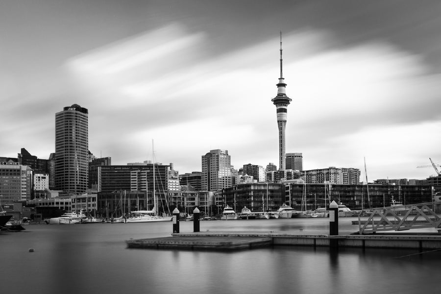 Auckland City B&W View Photograph Print 100% Australian Made