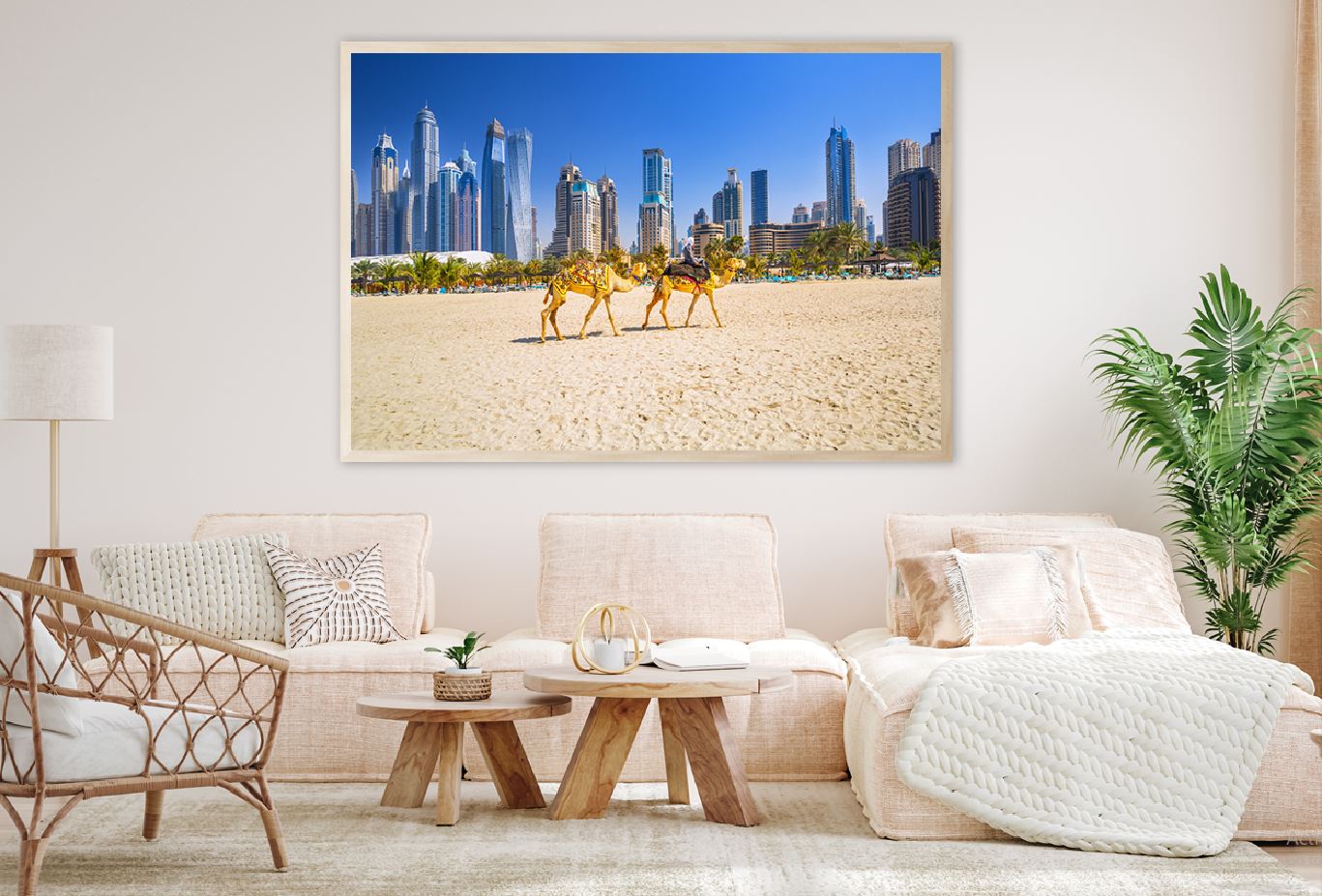 Camels on Jumeirah Sea View in Dubai Home Decor Premium Quality Poster Print Choose Your Sizes