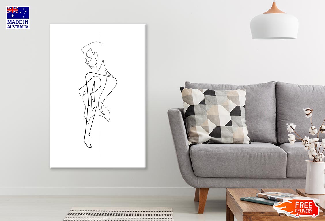 Girl Abstract B&W Line Art Print 100% Australian Made