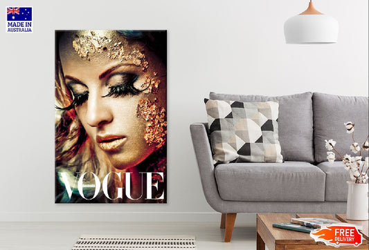 Vogue Fashion Gold Makeup Girl Closeup View Print 100% Australian Made