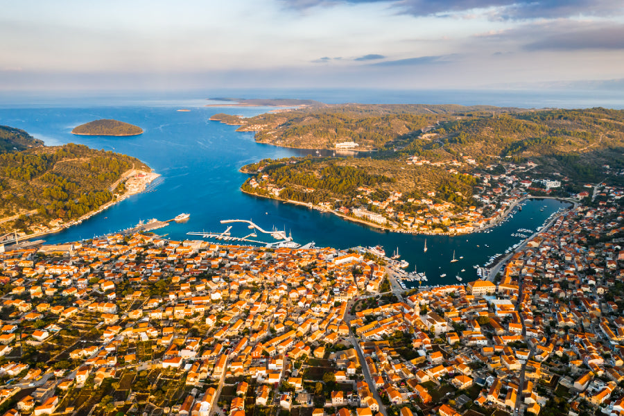 Vela Luka Korcula Island Aerial View Home Decor Premium Quality Poster Print Choose Your Sizes