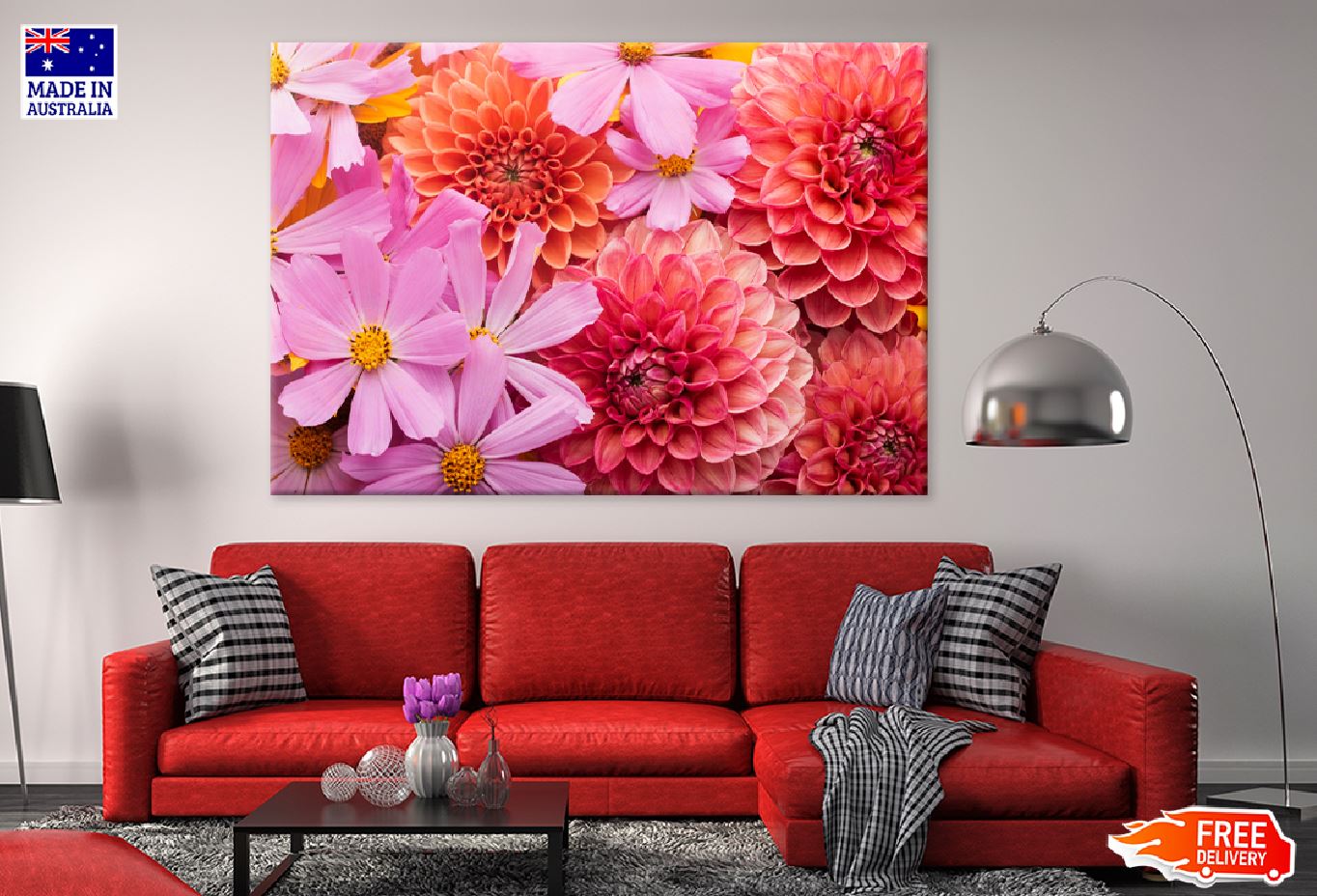 Orange Dahlia Flower Bouquet View Photograph Print 100% Australian Made