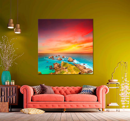 Square Canvas Coastal View at Sunset Photograph High Quality Print 100% Australian Made