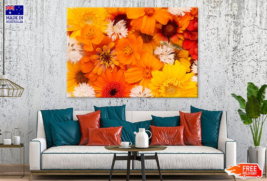 White Orange & Yellow Flowers View Photograph Print 100% Australian Made