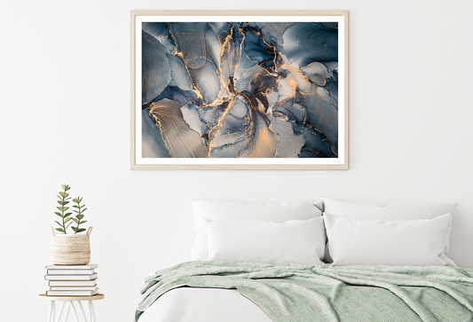 Blue & Gold Abstract Design Home Decor Premium Quality Poster Print Choose Your Sizes