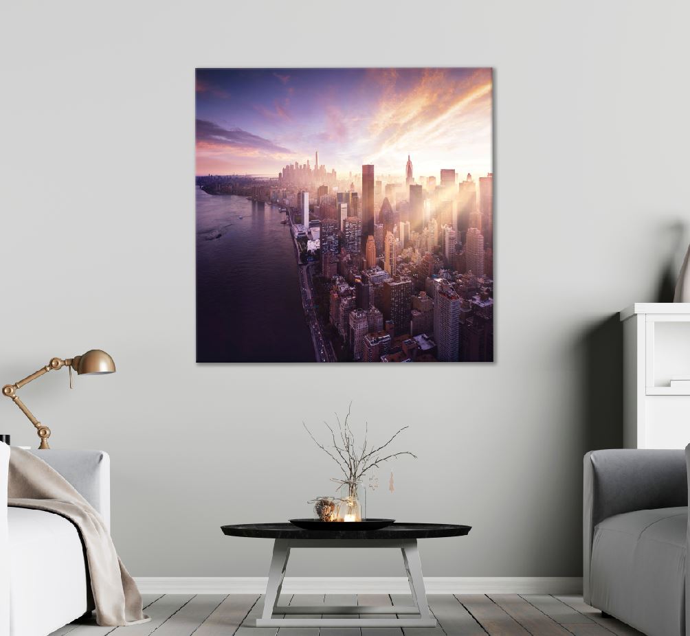 Square Canvas Sunset Over Manhattan City View Photograph High Quality Print 100% Australian Made