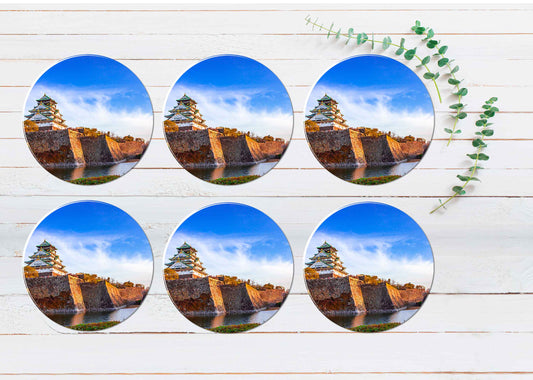 Osaka Castle With Blue Sky in Japan Coasters Wood & Rubber - Set of 6 Coasters