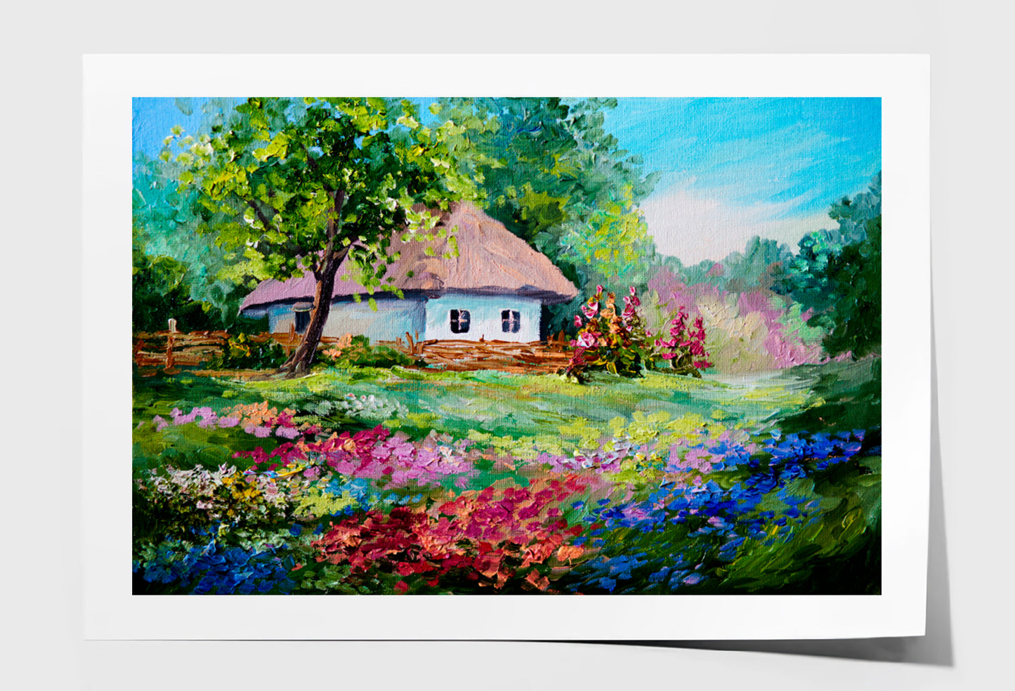 House In The Village Oil Painting Wall Art Limited Edition High Quality Print Unframed Roll Canvas None