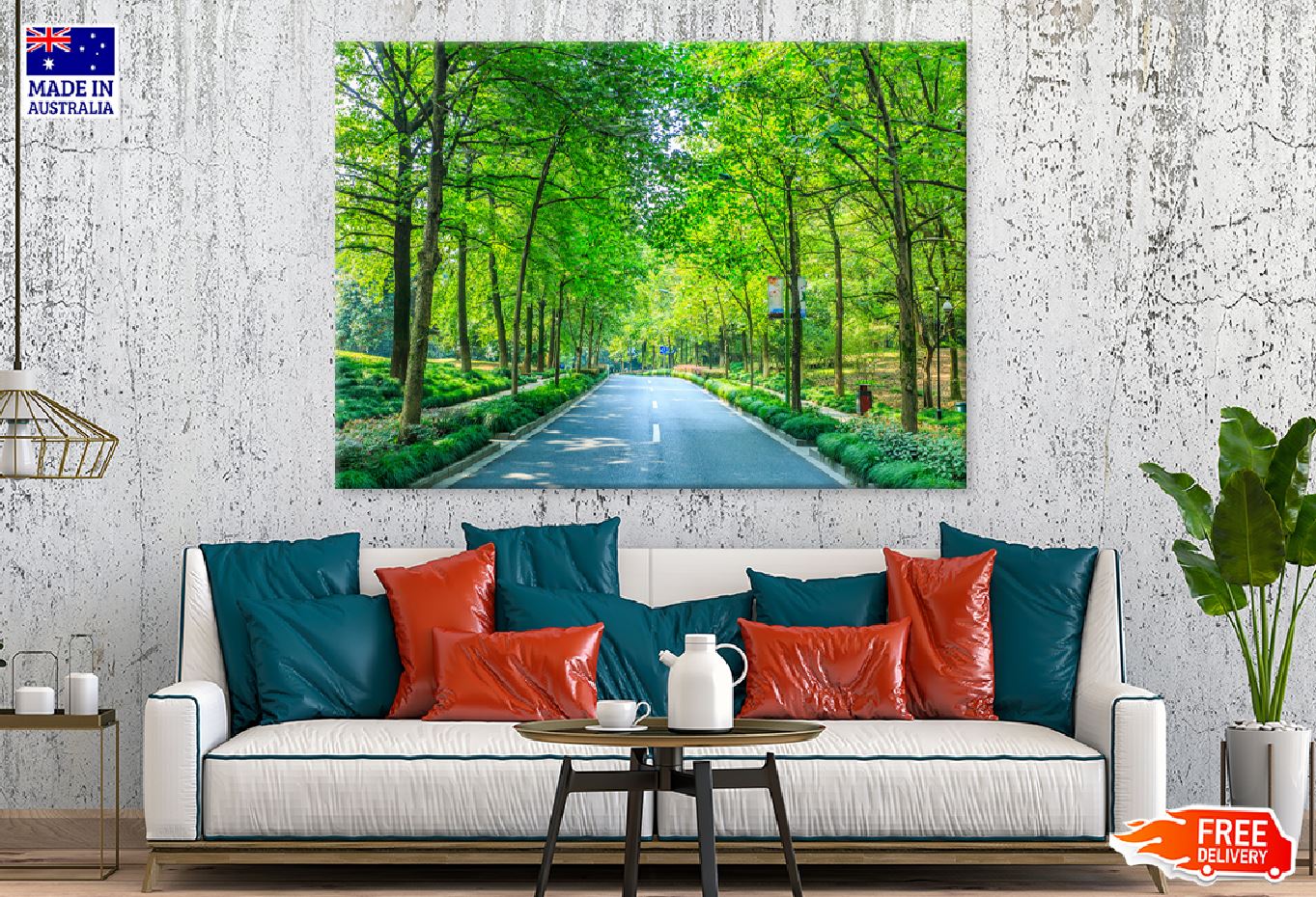 Green Trees Covered Road View Photograph Print 100% Australian Made