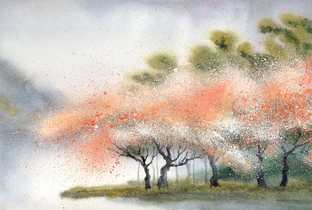 Flower Trees Watercolor Painting Print 100% Australian Made