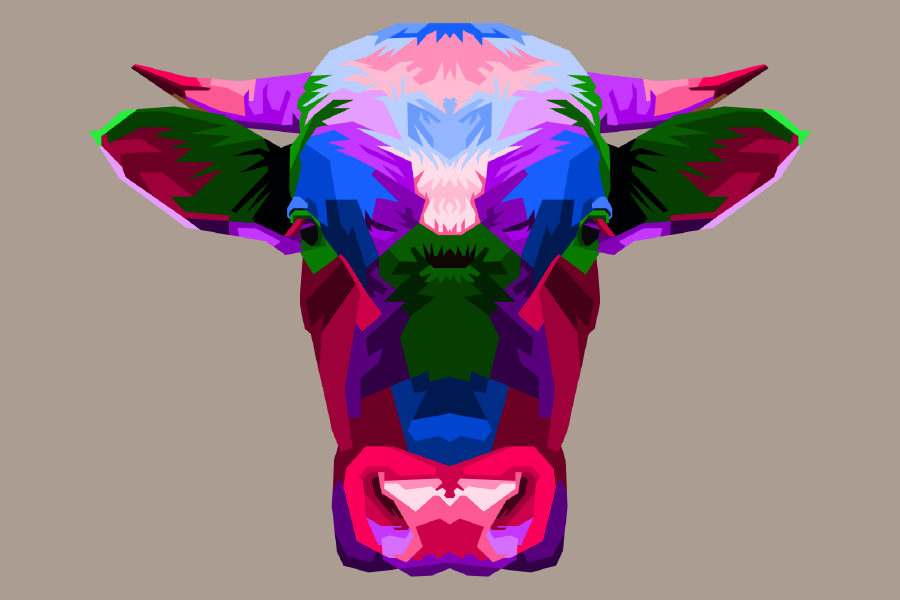 Colorful Cow Head Abstract Design Print 100% Australian Made