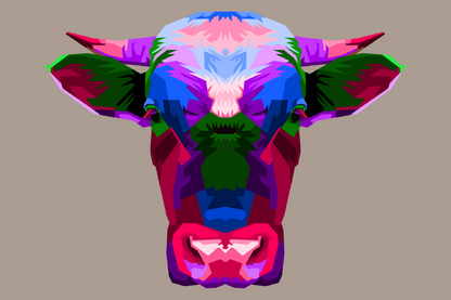 Colorful Cow Head Abstract Design Print 100% Australian Made