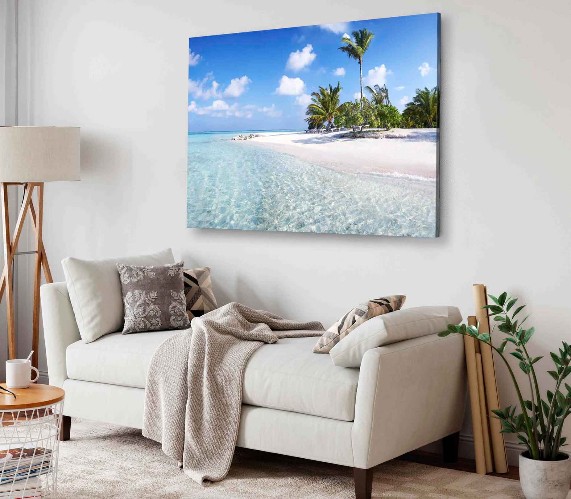 Bella Home Blue Sky with Maldives Beach View Print Canvas Ready to hang