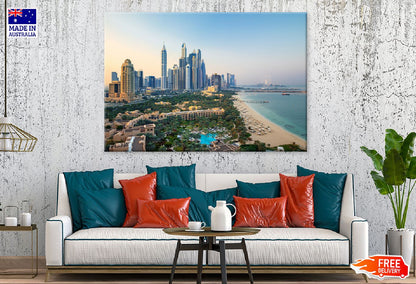 Dubai City Skyline & Jumeirah Sea View Photograph Print 100% Australian Made