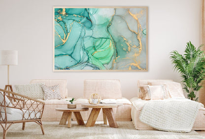 Green Grey & Gold Marble Abstract Design Home Decor Premium Quality Poster Print Choose Your Sizes