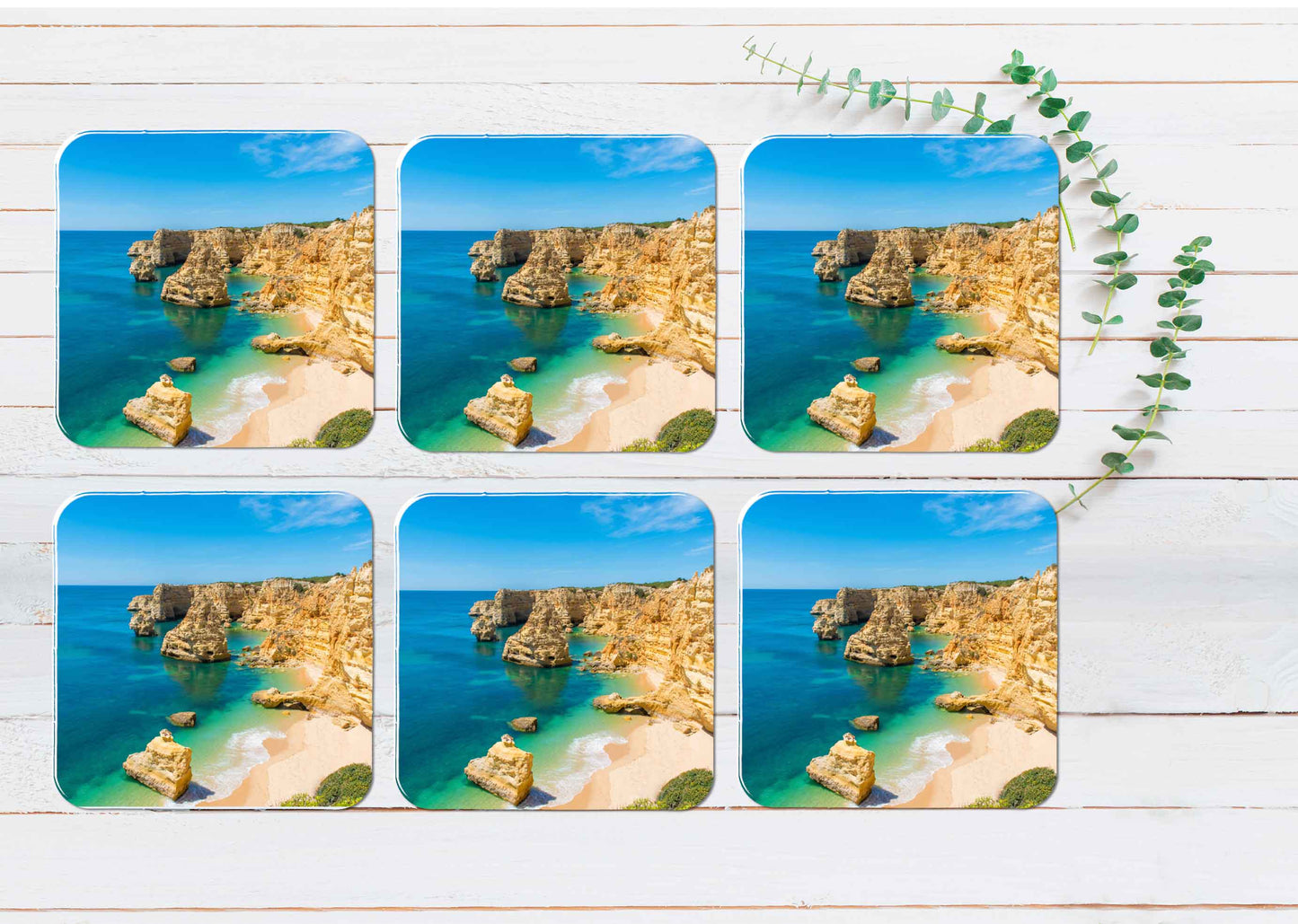 12 Apostle Cliffs & Beach Australia Coasters Wood & Rubber - Set of 6 Coasters