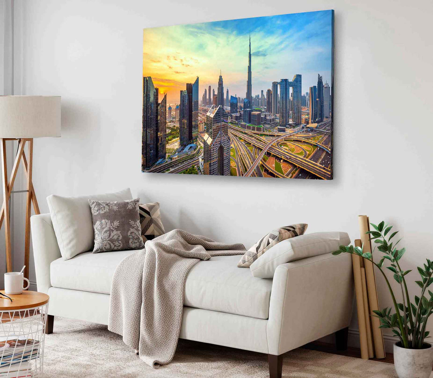 Bella Home Dubai City Skyline Sunset View Print Canvas Ready to hang