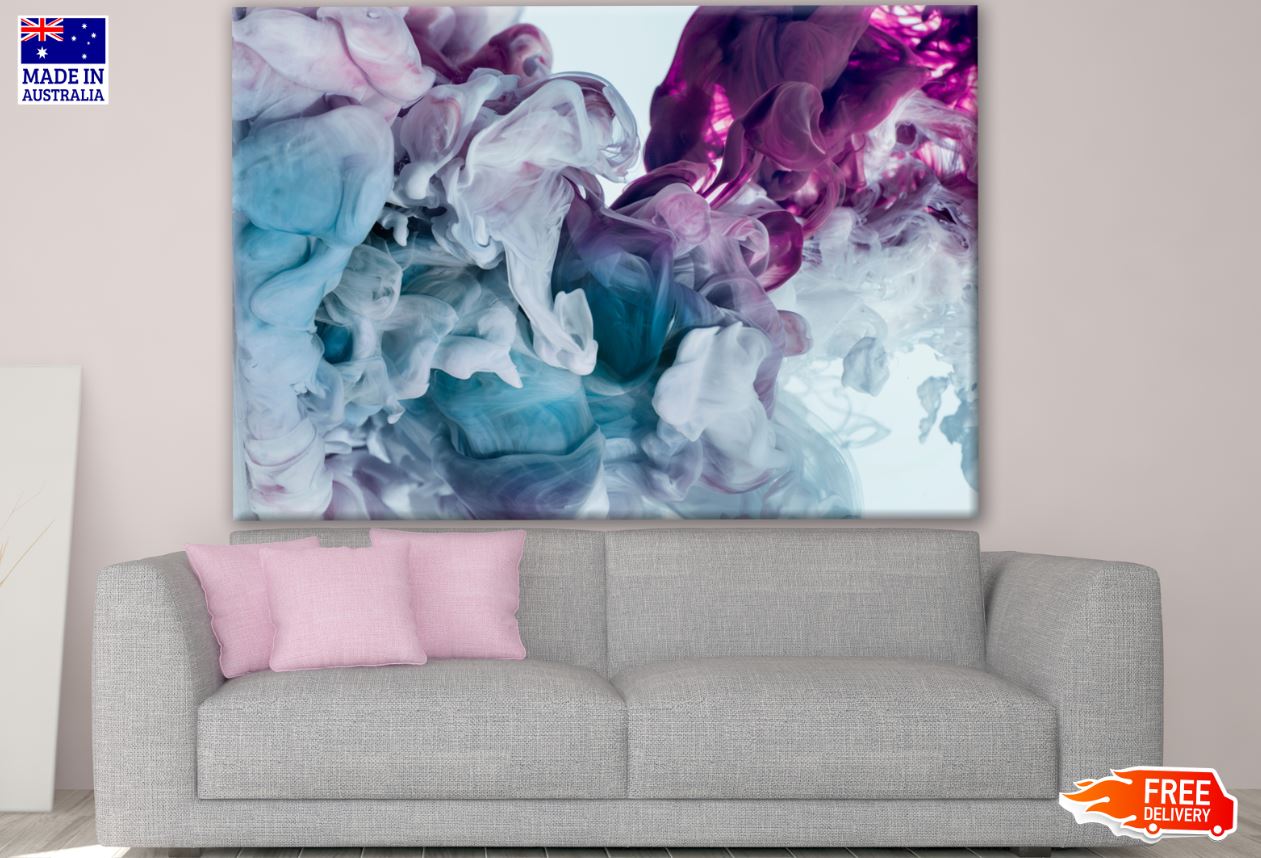 Blue, Purple & White Smoke Abstract Design Print 100% Australian Made