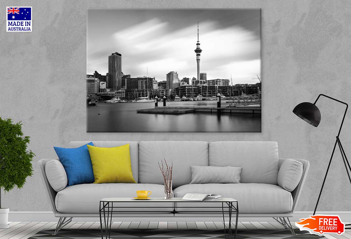 Auckland City B&W View Photograph Print 100% Australian Made