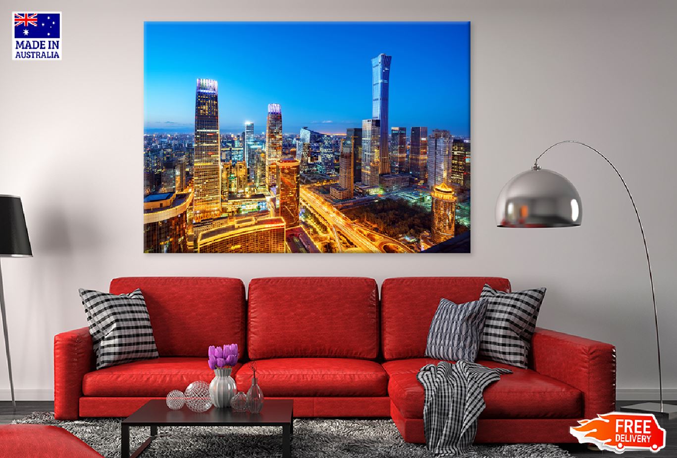 Night View of Beijing City China Print 100% Australian Made