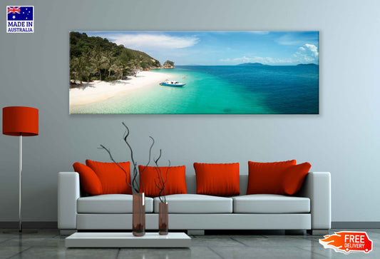 Panoramic Canvas Rawa Island Sand Sea View Photograph High Quality 100% Australian Made Wall Canvas Print Ready to Hang