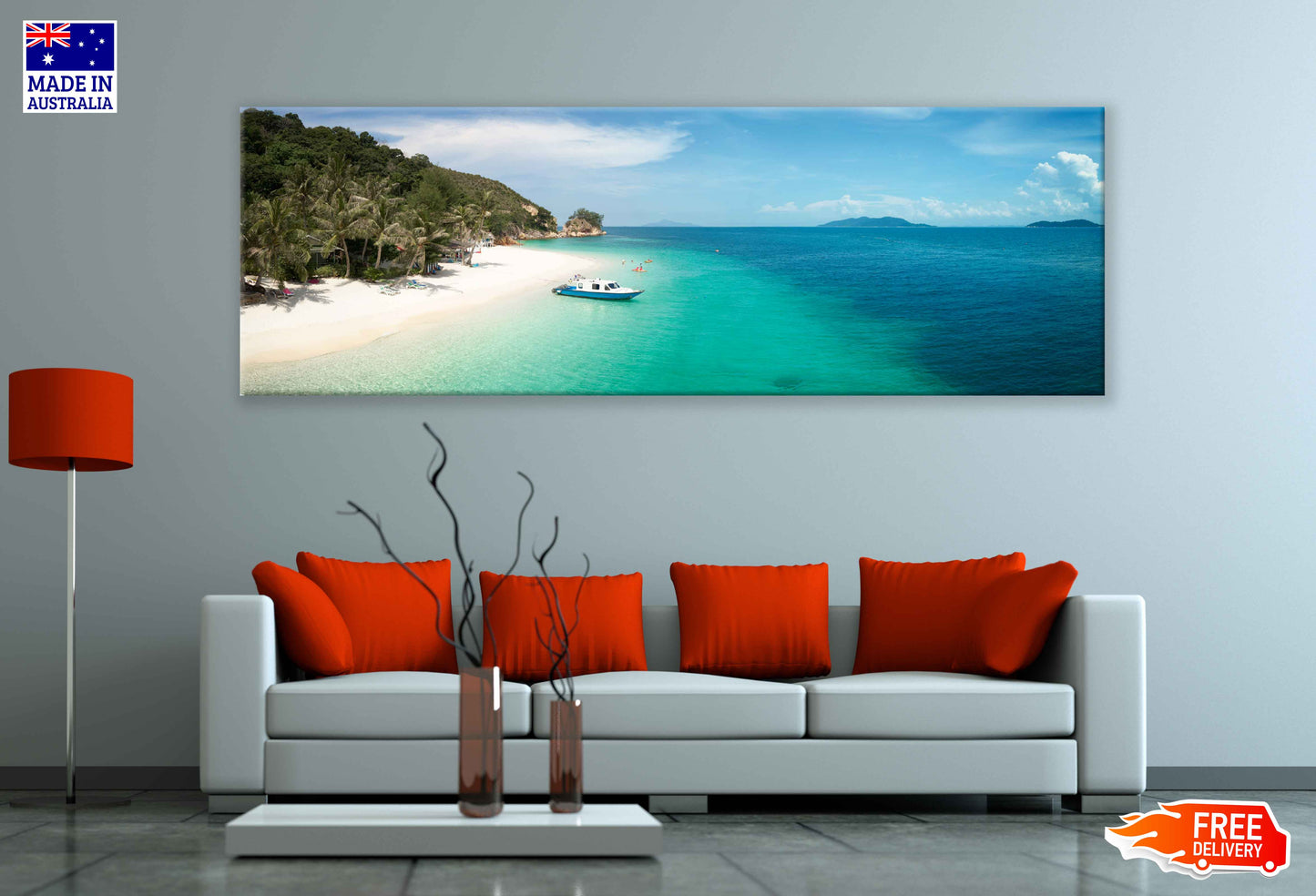 Panoramic Canvas Rawa Island Sand Sea View Photograph High Quality 100% Australian Made Wall Canvas Print Ready to Hang