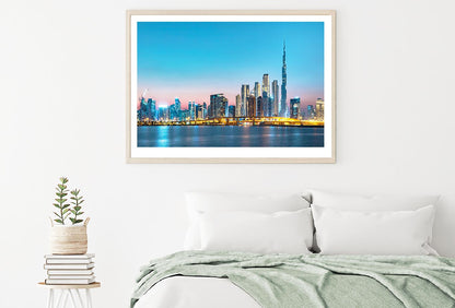 Dubai City Skyline View From Sea Photograph Home Decor Premium Quality Poster Print Choose Your Sizes