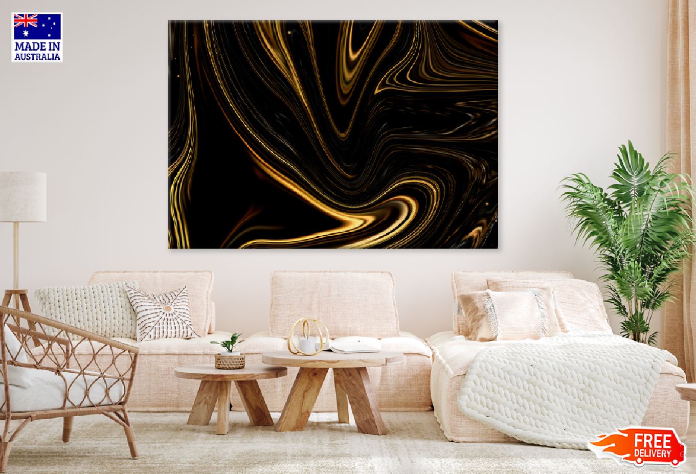 Gold Liquid Marble Abstract Design Print 100% Australian Made