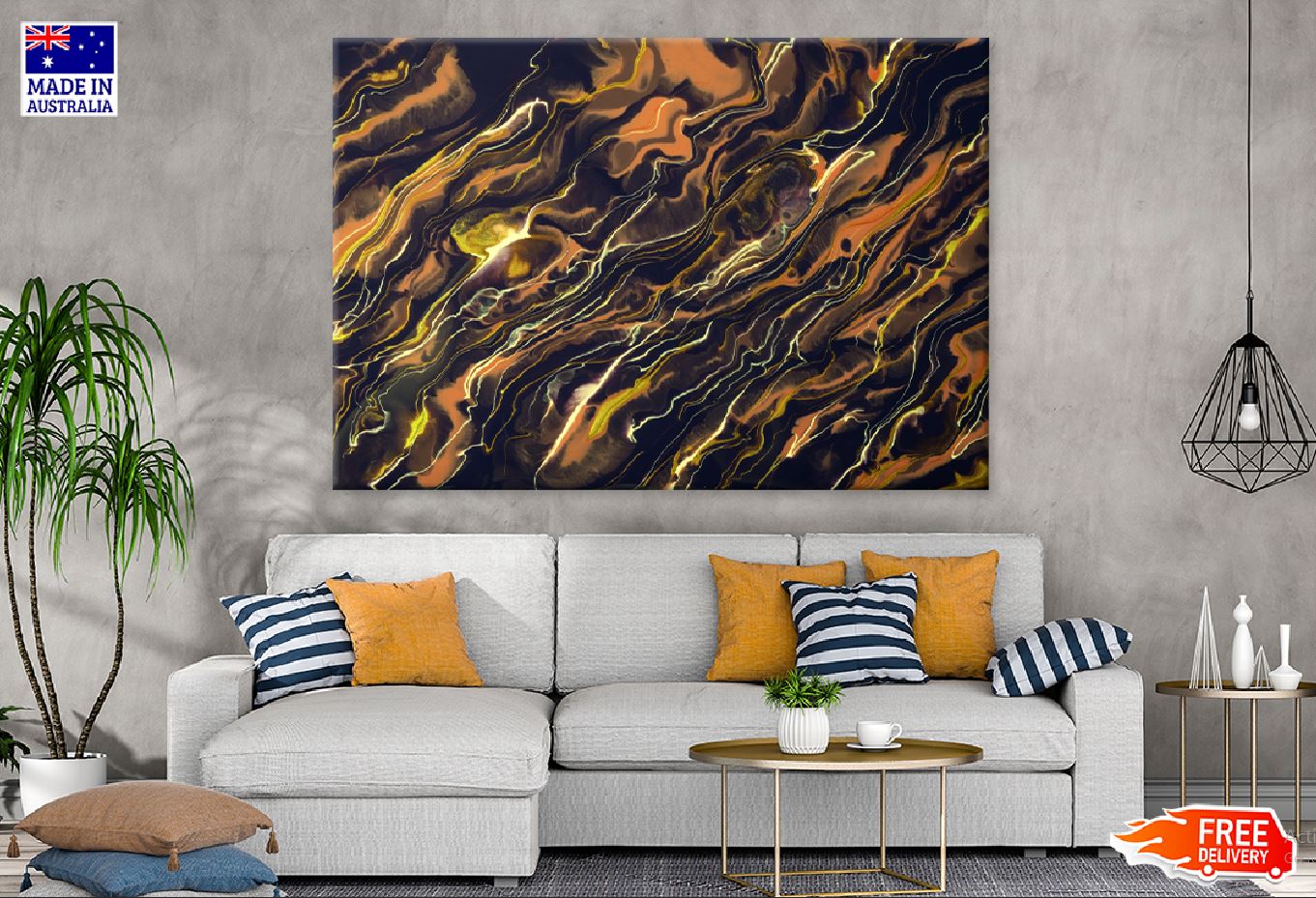 Dark Brown Black Abstract Acrylic Design Print 100% Australian Made